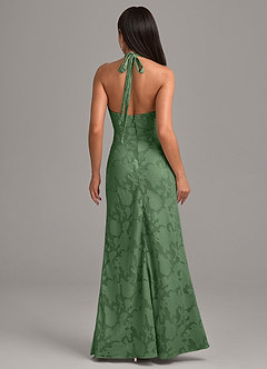 Azazie Ailany Bridesmaid Dresses Eucalyptus A-Line Pleated Floral Burnout Dress image3
