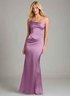 Azazie Sorrel Bridesmaid Dresses Wisteria Mermaid Strapless Stretch Satin Convertible Dress image5