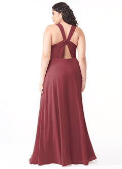 Azazie Jane Final Sale Matcha A-Line V-Neck Pleated Chiffon Dress image7