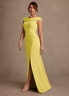 Azazie Irvine Kleider für die Brautmutter A-Linie Plissee Chiffon Kleid Kanarienvogel image1
