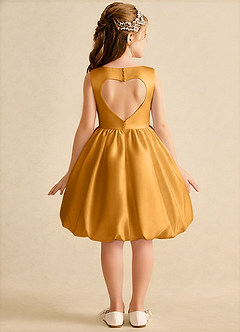 Azazie Nirvana Robe Demoiselle D'honneur Fillette Robe Princesse en Mat Satiné Rayé Caramel écossais image1