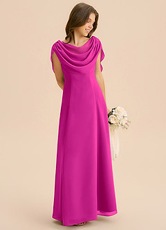 Azazie Lambie Junior Fuchsia A-Line Pleated Chiffon Dress image5