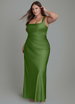 Azazie Agustina Robes de demoiselle d'honneur Robe Sirène en Satin extensible Corset Basilic image10