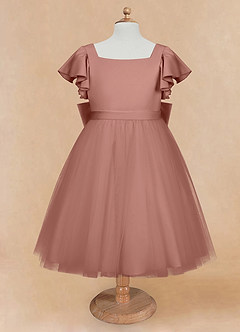 Azazie Kaeya Flower Girl Dresses Cedar Rose A-Line Bow Tulle Dress image5