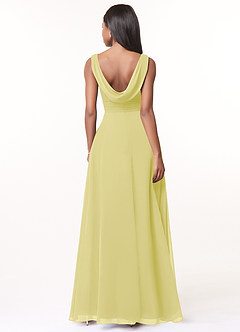 Azazie Karina Bridesmaid Dresses Lemon Sorbet A-Line Pleated Chiffon Dress image2