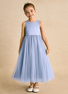 Azazie Solia Flower Girl Dresses Ice Ball-Gown Bow Tulle Dress image3