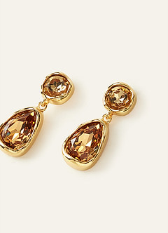 front Gemstone Bezel Drop Earrings