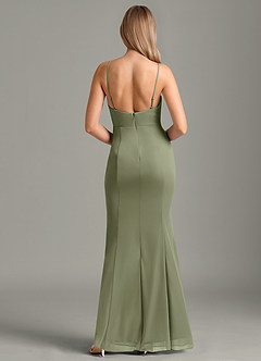 Azazie Sorcha Brautjungfernkleider Meerjungfrau-Linie Plissee Gittergewebe Kleid Pistazie image5