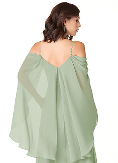 Azazie Cienna Bridesmaid Dresses Dusty Sage A-Line Off the Shoulder Chiffon Dress image3