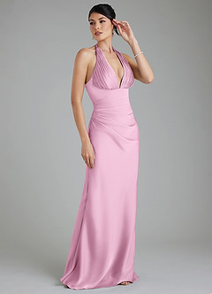 Azazie Torrance Robes de demoiselle d'honneur Robe Sirène en Satin extensible Corset Rose Bonbon image6