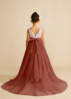 Azazie Tay Flower Girl Dresses Auburn A-Line Sequins Tulle Dress image2