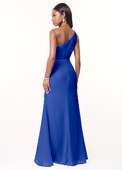 Azazie Liza Bridesmaid Dresses Royal Blue Mermaid One Shoulder Chiffon Dress image4