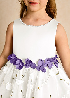 Azazie Starri Flower Girl Dresses Ivory Tahiti Ball-Gown Beaded Matte Satin Dress image8