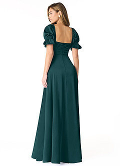 Azazie Harlie Final Sale Dusty Blue A-Line Sweetheart Neckline Stretch Satin Dress image2