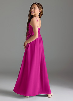 Azazie Alia Junior Fuchsia A-Line Pleated Chiffon Dress image5