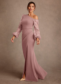 Azazie Cathleen 신부의 어머니 드레스 쉬스 레이스 플로어 길이 드레스 image2