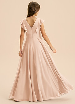 Azazie Anysa Junior Robe Trapèze en Mousseline de soie Rayé Rose Perle image2