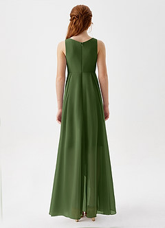 Azazie Lizette Junior Olive A-Line Pleated Chiffon Dress image6