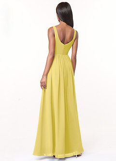 Azazie Keyla At-home Try On Dresses Agave A-Line V-Neck Pleated Chiffon Dress image2