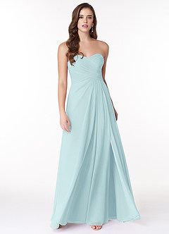 Azazie Arabella Allure Vestidos de damas de honor Vestido de Vidrio Marino de Gasa de Corte en A Convertible con Escote de Corazón image4