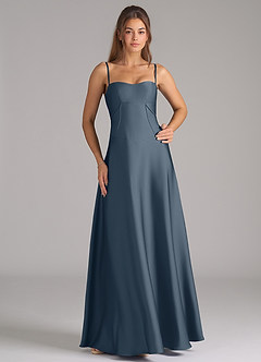 Azazie Valentine At-home Try On Dresses Cabernet A-Line Corset Stretch Satin Dress image3
