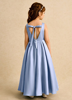 Azazie Pepper Blumenmädchenkleider A-Linie Plissee Matte Satin Kleid Eis image1