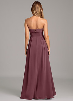 Azazie Lucienne 신부 들러리 드레스 A라인 스트랩리스 쉬폰 바닥 길이 드레스 image5