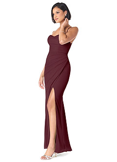 Azazie Ashana Bridesmaid Dresses Cabernet Sheath Sweetheart Lace Mesh Dress image3