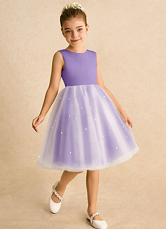 Azazie Esme Blumenmädchenkleider Ballkleid Schleifen Tüll Kleid Tahiti image3