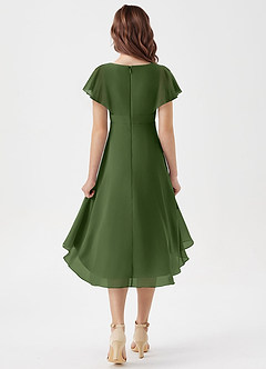Azazie Graciela Junior Olive A-Line Pleated Chiffon Dress image2