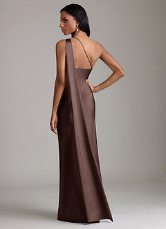 Azazie Galinda Suknie dla druhen Syrena Jedno ramię Satyna elastyczna Do ziemi Sukienka image6