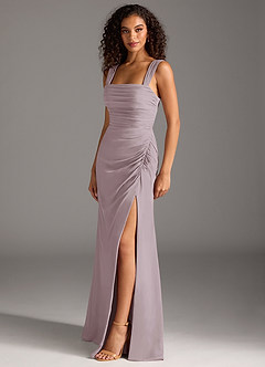 Azazie Jesaphine Bridesmaid Dresses Dusk Sheath Bow Chiffon Dress image3