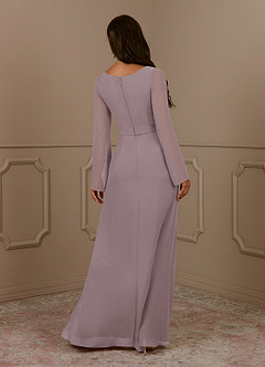 Azazie Belinda Mother of the Bride Dresses Dusk A-Line V-Neck Pleated Chiffon Dress image2