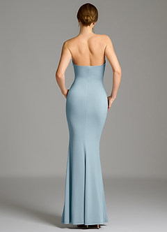 Azazie Shaniya Robes de demoiselle d'honneur Robe Sirène en Jersey extensible de qualité supérieure Sans bretelles Bleu Poussiéreux image2