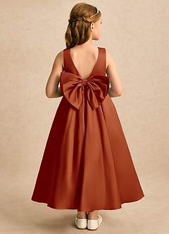 Azazie Cali Flower Girl Klänningar Klänning A-linje i Matt satäng Rosett image3