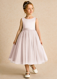 Azazie Pear Flower Girl Dresses Rose Petal Ball-Gown Bow Tulle Dress image4