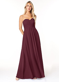 Azazie Yazmin Bridesmaid Dresses Cabernet A-Line Sweetheart Neckline Chiffon Convertible Dress image1