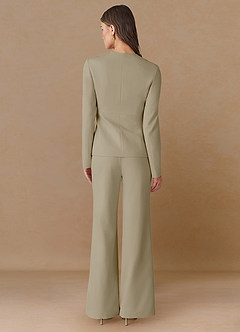 front Elara Tan Refined Weave Tailored Blazer