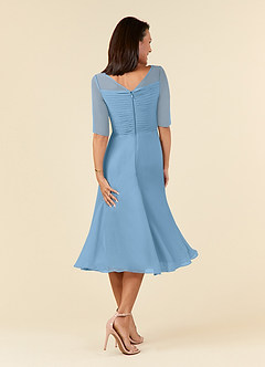 Azazie Naomi Mother of the Bride Dresses Steel Blue A-Line Boatneck Pleated Chiffon Dress image2