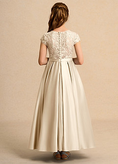 Azazie Bunny Girl Flower Girl Dresses Champagne Ball-Gown Lace Dress image2