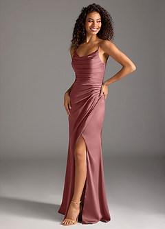 Azazie Deandra Brautjungfernkleider Meerjungfrau-Linie Plissee Stretch-Satin Kleid Amethyst image1