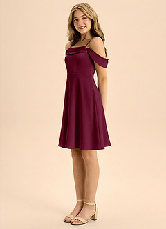 Azazie Anselie Junior Klä av A-Line i Stretch Satin Plisserad image4