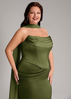 Azazie Sorrel Bridesmaid Dresses Olive Mermaid Strapless Stretch Satin Convertible Dress image4