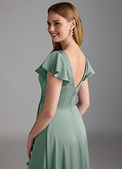 Azazie Omari Jurken voor bruidsmeisjes Jurk van Stretch Satijn met A-Lijn Zilveren Salie image3