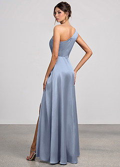 Eulalie Dusty Blue Luminous Satin Maxi Dress image4