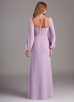 Azazie Charissa Bridesmaid Dresses Frosted Lilac Sheath Long Sleeve Chiffon Dress image6