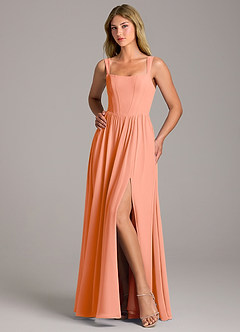 Azazie Rosaline Bridesmaid Dresses Sunset A-Line Side Slit Chiffon Dress image5