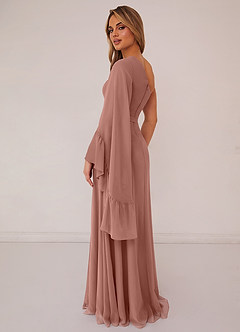 Barbie ♥ Azazie Bridesmaid Dresses Cedar Rose A-Line Long Sleeve Chiffon Dress image2