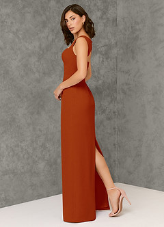 Azazie Flori Jurken voor bruidsmeisjes Jurk van Chiffon met Kolom Vierkante halslijn Paprika image5