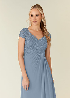 Azazie Jet Kleider für die Brautmutter A-Linie Pailletten Chiffon Kleid Staubblau image6